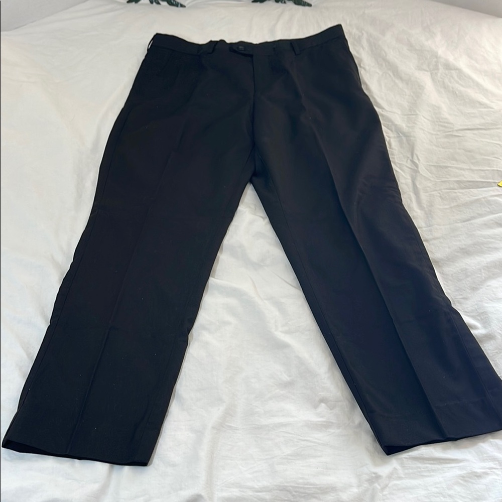 Black Dress Pants with Straight-Leg Cut and Flat Front
